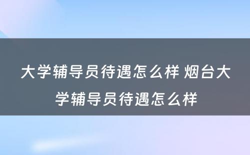 大学辅导员待遇怎么样 烟台大学辅导员待遇怎么样