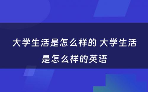 大学生活是怎么样的 大学生活是怎么样的英语