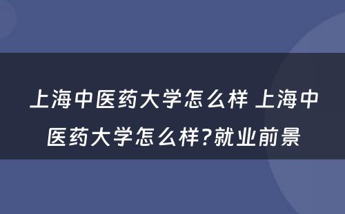 上海中医药大学怎么样 上海中医药大学怎么样?就业前景