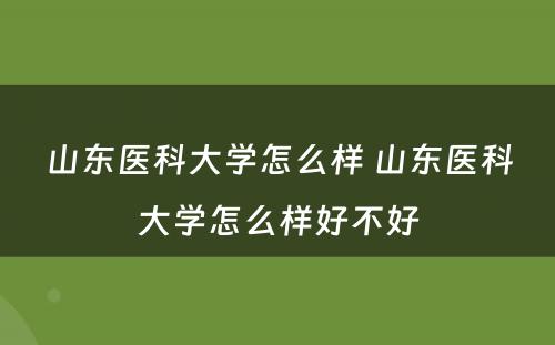 山东医科大学怎么样 山东医科大学怎么样好不好