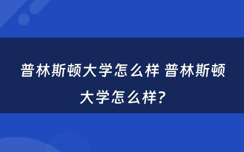 普林斯顿大学怎么样 普林斯顿大学怎么样?