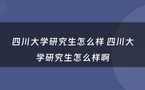 四川大学研究生怎么样 四川大学研究生怎么样啊