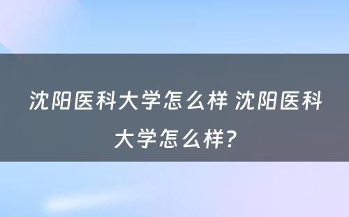 沈阳医科大学怎么样 沈阳医科大学怎么样?