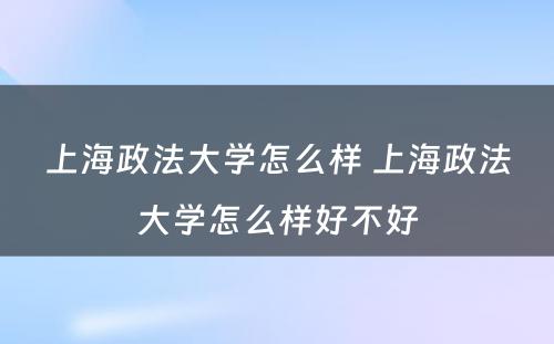 上海政法大学怎么样 上海政法大学怎么样好不好