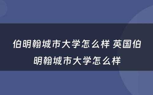 伯明翰城市大学怎么样 英国伯明翰城市大学怎么样