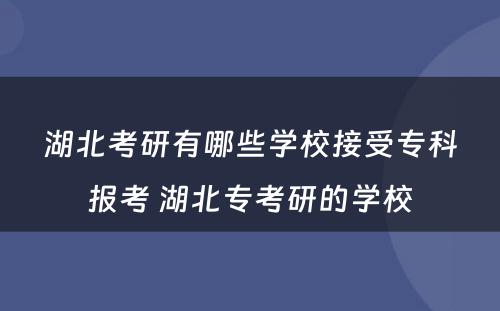 湖北考研有哪些学校接受专科报考 湖北专考研的学校