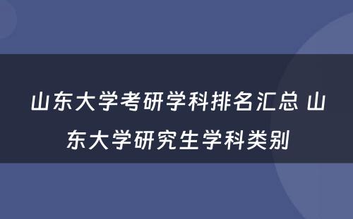 山东大学考研学科排名汇总 山东大学研究生学科类别