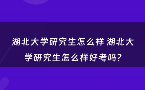 湖北大学研究生怎么样 湖北大学研究生怎么样好考吗?