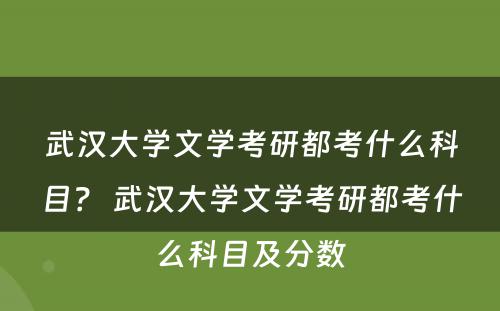 武汉大学文学考研都考什么科目？ 武汉大学文学考研都考什么科目及分数