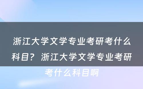浙江大学文学专业考研考什么科目？ 浙江大学文学专业考研考什么科目啊
