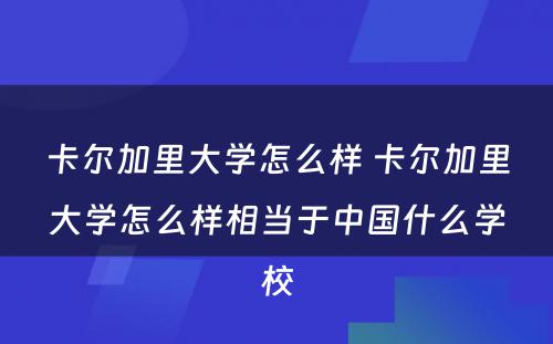 卡尔加里大学怎么样 卡尔加里大学怎么样相当于中国什么学校