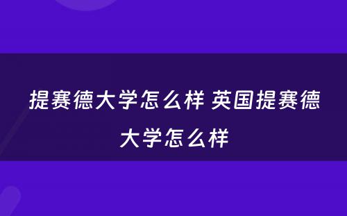 提赛德大学怎么样 英国提赛德大学怎么样