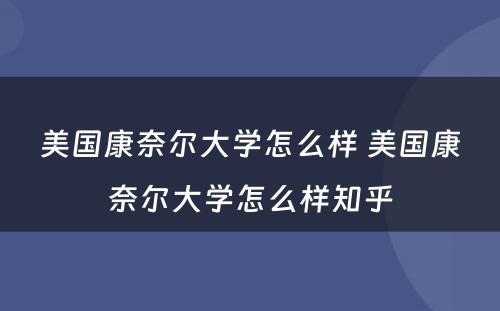 美国康奈尔大学怎么样 美国康奈尔大学怎么样知乎