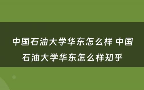 中国石油大学华东怎么样 中国石油大学华东怎么样知乎