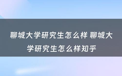 聊城大学研究生怎么样 聊城大学研究生怎么样知乎