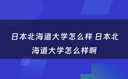 日本北海道大学怎么样 日本北海道大学怎么样啊