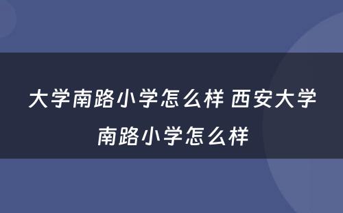 大学南路小学怎么样 西安大学南路小学怎么样