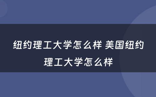 纽约理工大学怎么样 美国纽约理工大学怎么样