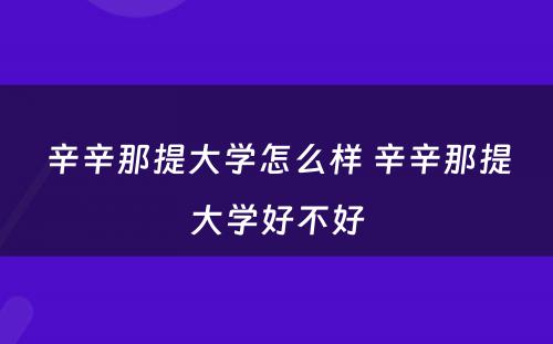 辛辛那提大学怎么样 辛辛那提大学好不好