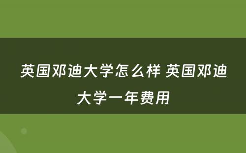 英国邓迪大学怎么样 英国邓迪大学一年费用
