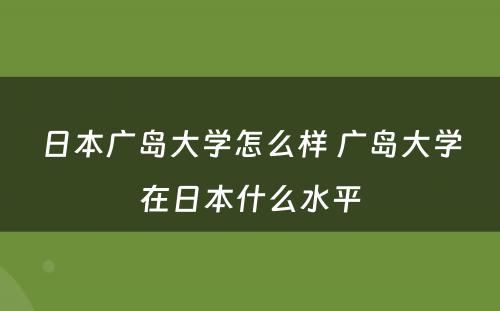 日本广岛大学怎么样 广岛大学在日本什么水平