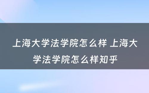 上海大学法学院怎么样 上海大学法学院怎么样知乎