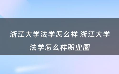 浙江大学法学怎么样 浙江大学法学怎么样职业圈