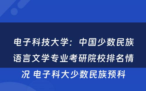 电子科技大学：中国少数民族语言文学专业考研院校排名情况 电子科大少数民族预科