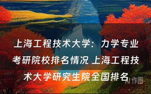 上海工程技术大学：力学专业考研院校排名情况 上海工程技术大学研究生院全国排名