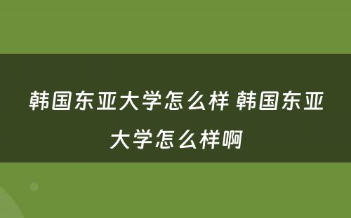 韩国东亚大学怎么样 韩国东亚大学怎么样啊