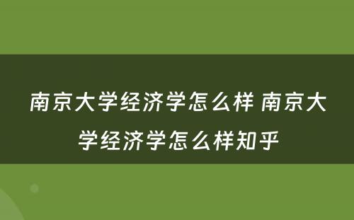 南京大学经济学怎么样 南京大学经济学怎么样知乎