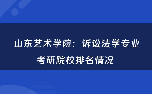山东艺术学院：诉讼法学专业考研院校排名情况 