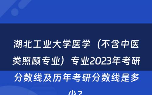 湖北工业大学医学（不含中医类照顾专业）专业2023年考研分数线及历年考研分数线是多少? 