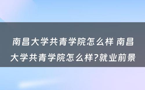 南昌大学共青学院怎么样 南昌大学共青学院怎么样?就业前景