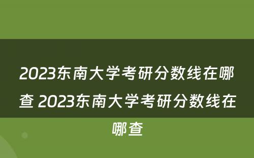 2023东南大学考研分数线在哪查 2023东南大学考研分数线在哪查