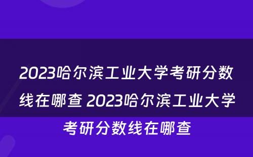 2023哈尔滨工业大学考研分数线在哪查 2023哈尔滨工业大学考研分数线在哪查