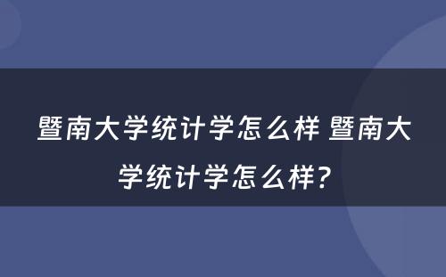 暨南大学统计学怎么样 暨南大学统计学怎么样?