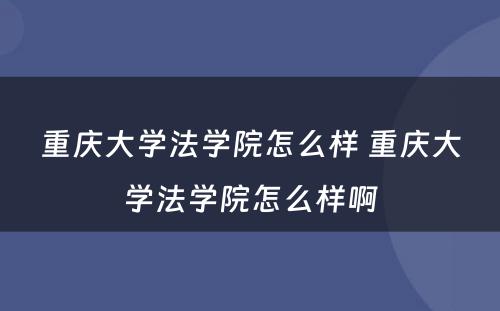 重庆大学法学院怎么样 重庆大学法学院怎么样啊