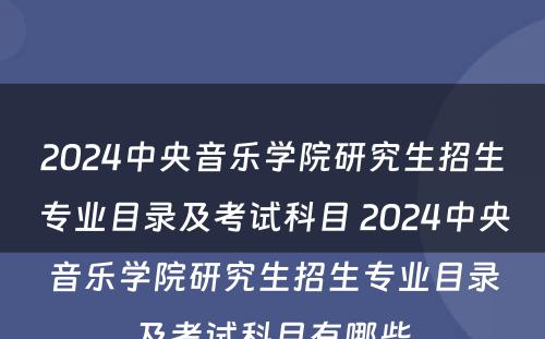 2024中央音乐学院研究生招生专业目录及考试科目 2024中央音乐学院研究生招生专业目录及考试科目有哪些