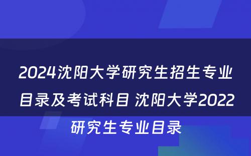 2024沈阳大学研究生招生专业目录及考试科目 沈阳大学2022研究生专业目录