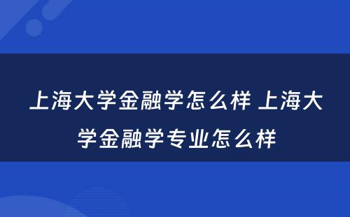 上海大学金融学怎么样 上海大学金融学专业怎么样