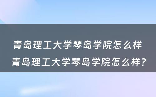 青岛理工大学琴岛学院怎么样 青岛理工大学琴岛学院怎么样?