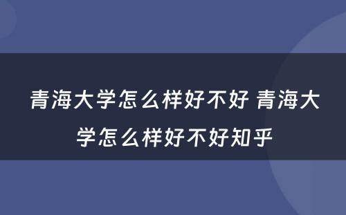 青海大学怎么样好不好 青海大学怎么样好不好知乎