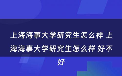 上海海事大学研究生怎么样 上海海事大学研究生怎么样 好不好