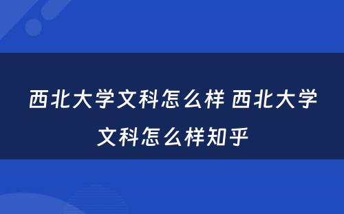 西北大学文科怎么样 西北大学文科怎么样知乎