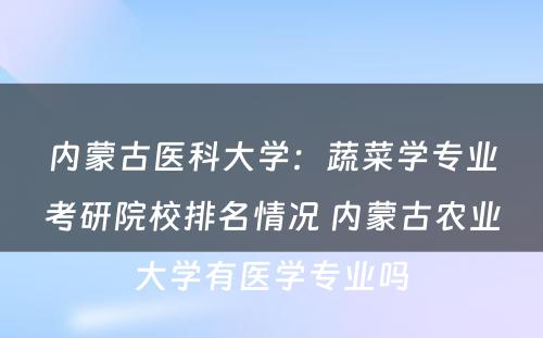 内蒙古医科大学：蔬菜学专业考研院校排名情况 内蒙古农业大学有医学专业吗