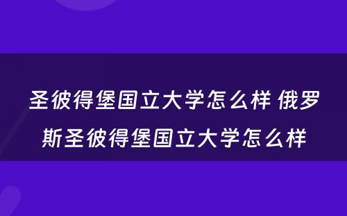 圣彼得堡国立大学怎么样 俄罗斯圣彼得堡国立大学怎么样