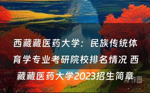 西藏藏医药大学：民族传统体育学专业考研院校排名情况 西藏藏医药大学2023招生简章