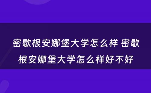 密歇根安娜堡大学怎么样 密歇根安娜堡大学怎么样好不好