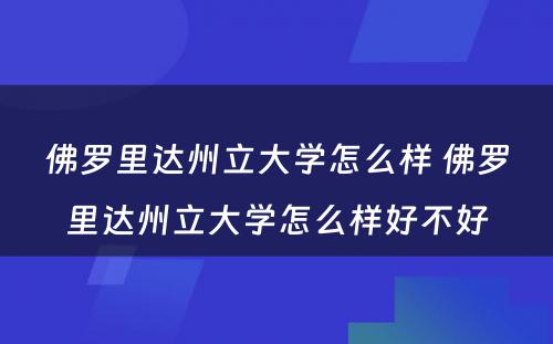 佛罗里达州立大学怎么样 佛罗里达州立大学怎么样好不好